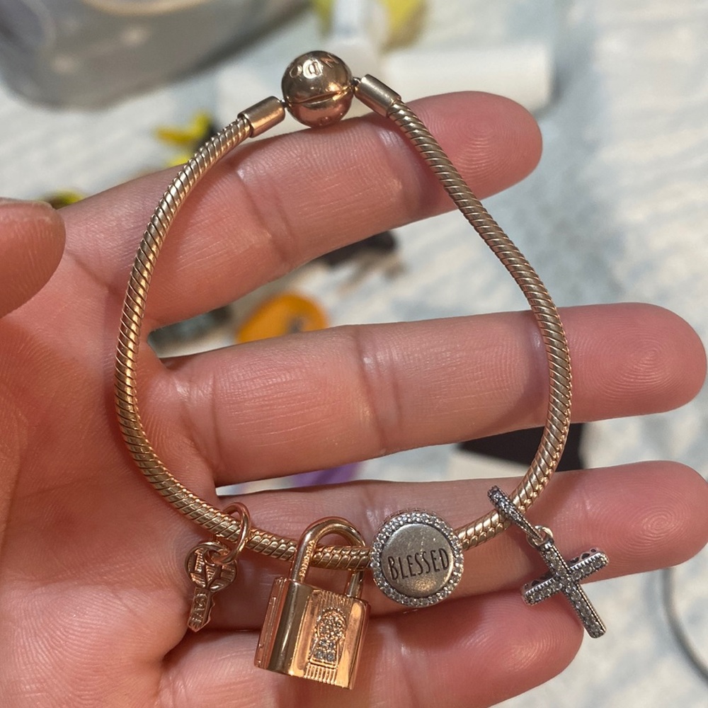 Pandora bracelet with charms
